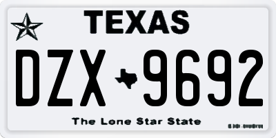 TX license plate DZX9692