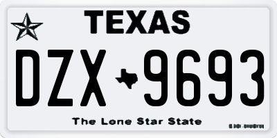 TX license plate DZX9693
