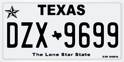 TX license plate DZX9699
