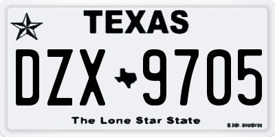 TX license plate DZX9705