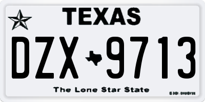 TX license plate DZX9713