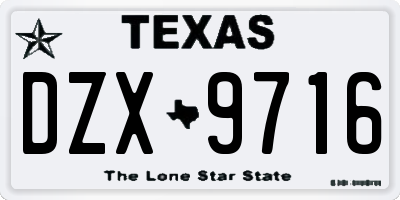 TX license plate DZX9716