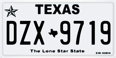TX license plate DZX9719