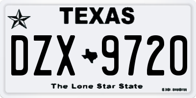 TX license plate DZX9720