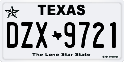 TX license plate DZX9721