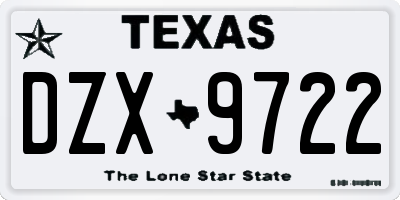 TX license plate DZX9722