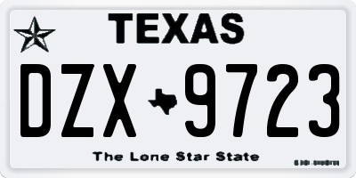 TX license plate DZX9723
