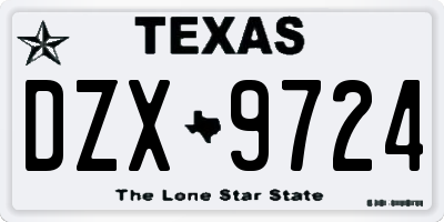 TX license plate DZX9724