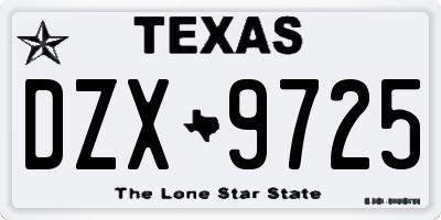 TX license plate DZX9725