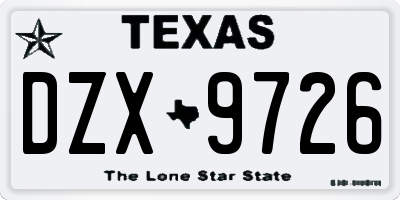 TX license plate DZX9726
