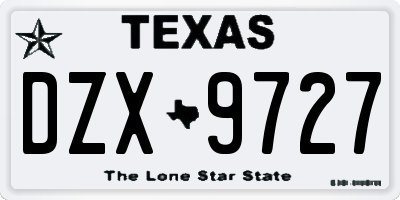 TX license plate DZX9727