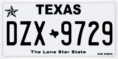 TX license plate DZX9729