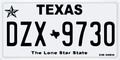 TX license plate DZX9730