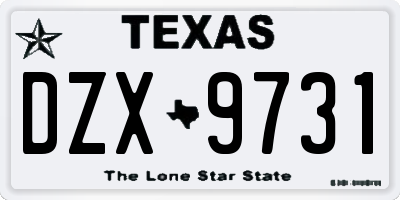 TX license plate DZX9731