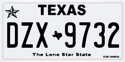 TX license plate DZX9732