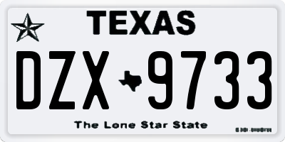 TX license plate DZX9733