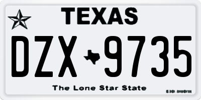 TX license plate DZX9735