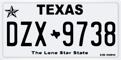 TX license plate DZX9738
