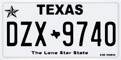 TX license plate DZX9740