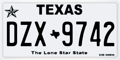 TX license plate DZX9742