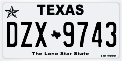 TX license plate DZX9743