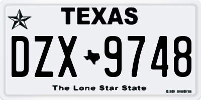 TX license plate DZX9748