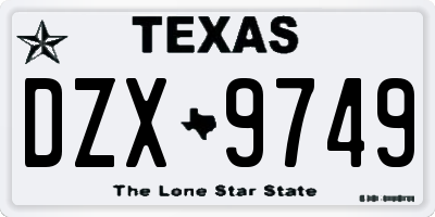 TX license plate DZX9749