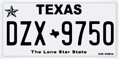 TX license plate DZX9750