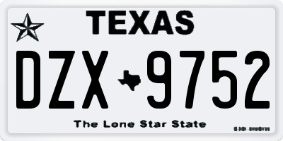TX license plate DZX9752