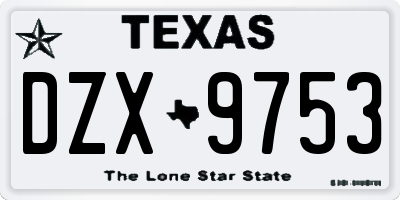 TX license plate DZX9753