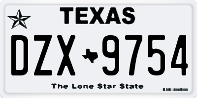 TX license plate DZX9754