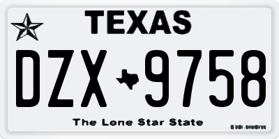 TX license plate DZX9758
