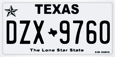 TX license plate DZX9760