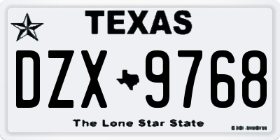 TX license plate DZX9768