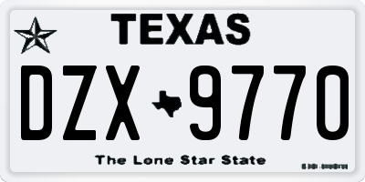 TX license plate DZX9770
