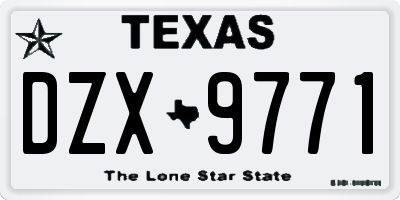 TX license plate DZX9771