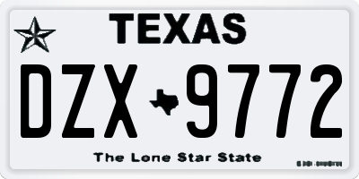 TX license plate DZX9772