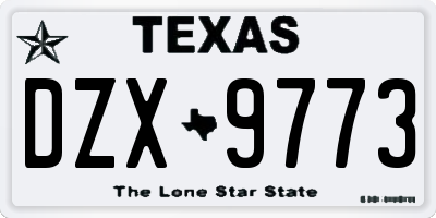 TX license plate DZX9773