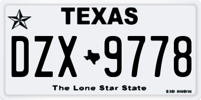 TX license plate DZX9778