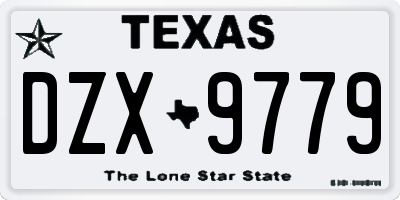 TX license plate DZX9779