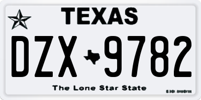 TX license plate DZX9782