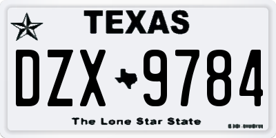 TX license plate DZX9784