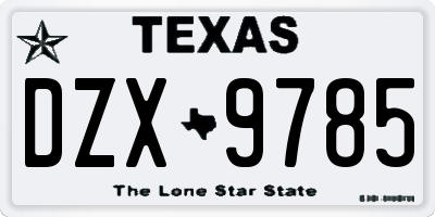 TX license plate DZX9785