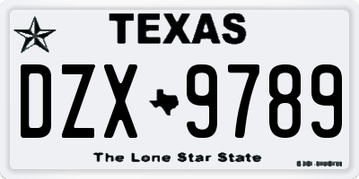 TX license plate DZX9789