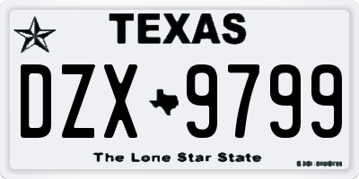 TX license plate DZX9799