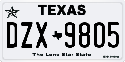 TX license plate DZX9805