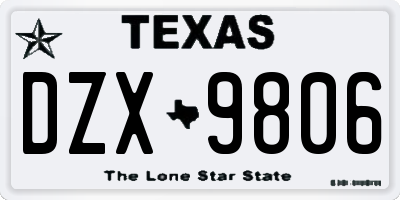 TX license plate DZX9806