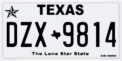 TX license plate DZX9814