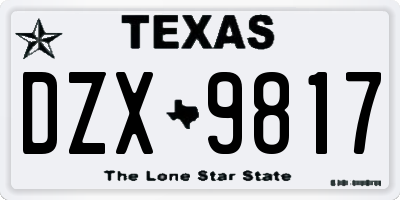 TX license plate DZX9817