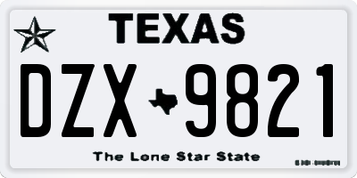 TX license plate DZX9821